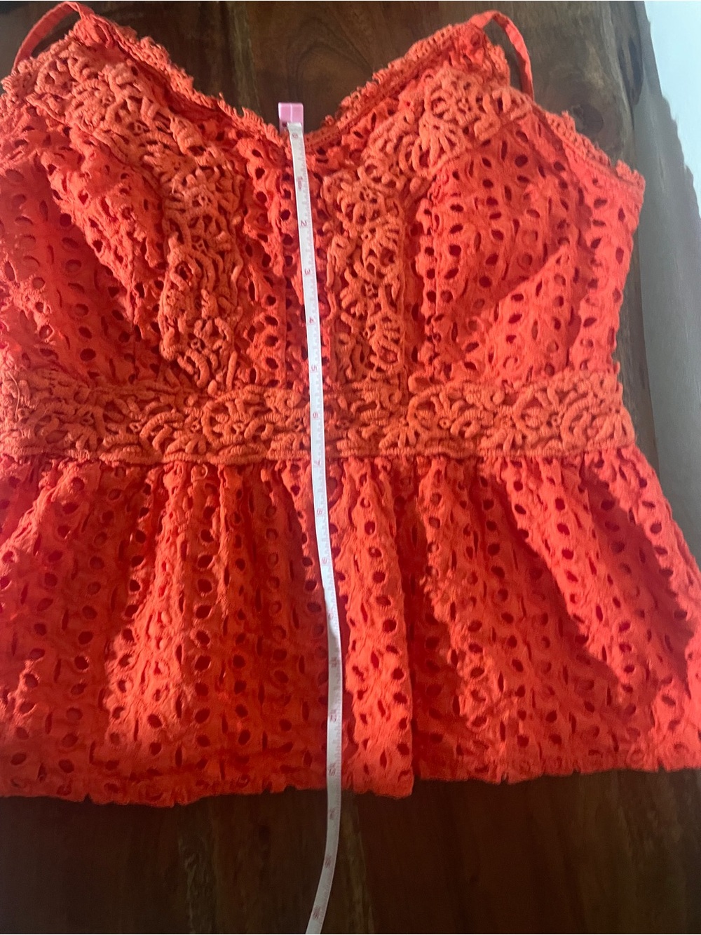 Japna Orange Eyelet Crochet Peplum Cami Tank | Large | 100% Cotton - Picture 14 of 15